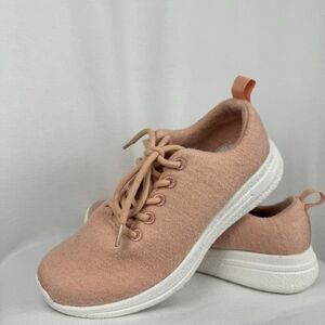FreeShield Peach Pink Wool Blend Walking Shoes Womens 6.5 Casual Lace-Up Sneaker